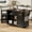 Black, variant on 54.9" Kitchen Island with Drop Leaf, Power Outlet, Kitchen Storage Cart with 4 Door Shelves, Cross Barn Doors & Visual Glass Door, Rolling Kitchen Island on 4 Wheels for Kitchen, Dining Room,White