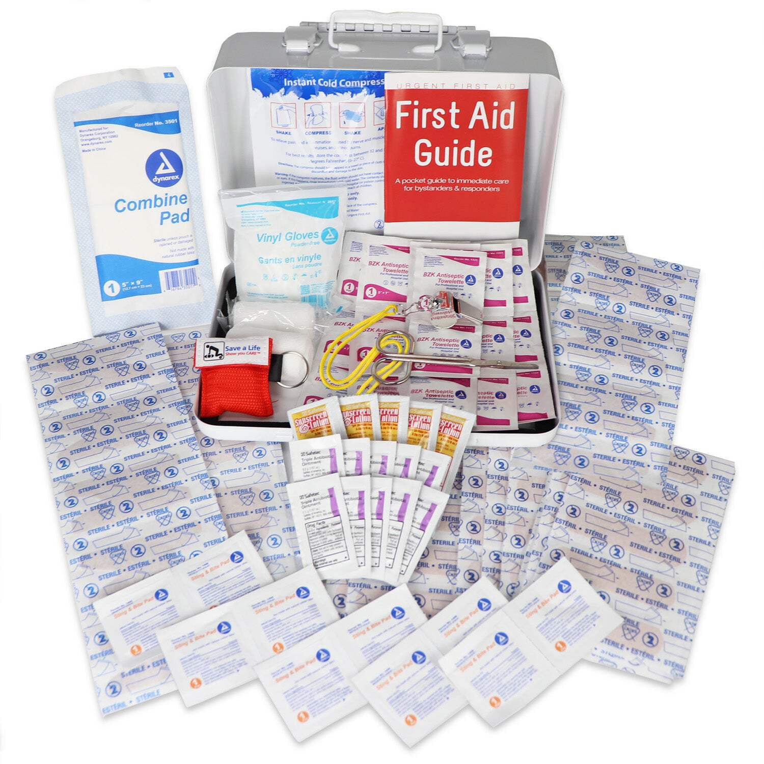 Swimming Pool & Lifeguard First Aid Kit - Sturdy water-resistant case, signalling whistle & more, Home, Office, or Sports - Safe Fun in the Sun Poolside - Made in USA