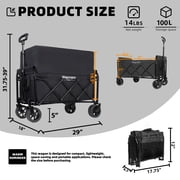 Expandable Dual-Layer Utility Wagon with 100% Extra Space – 225Lbs Capacity Folding Garden Cart, Lightweight Steel Frame, All-Terrain Swivel Wheels for Camping Grocery Sports Beach