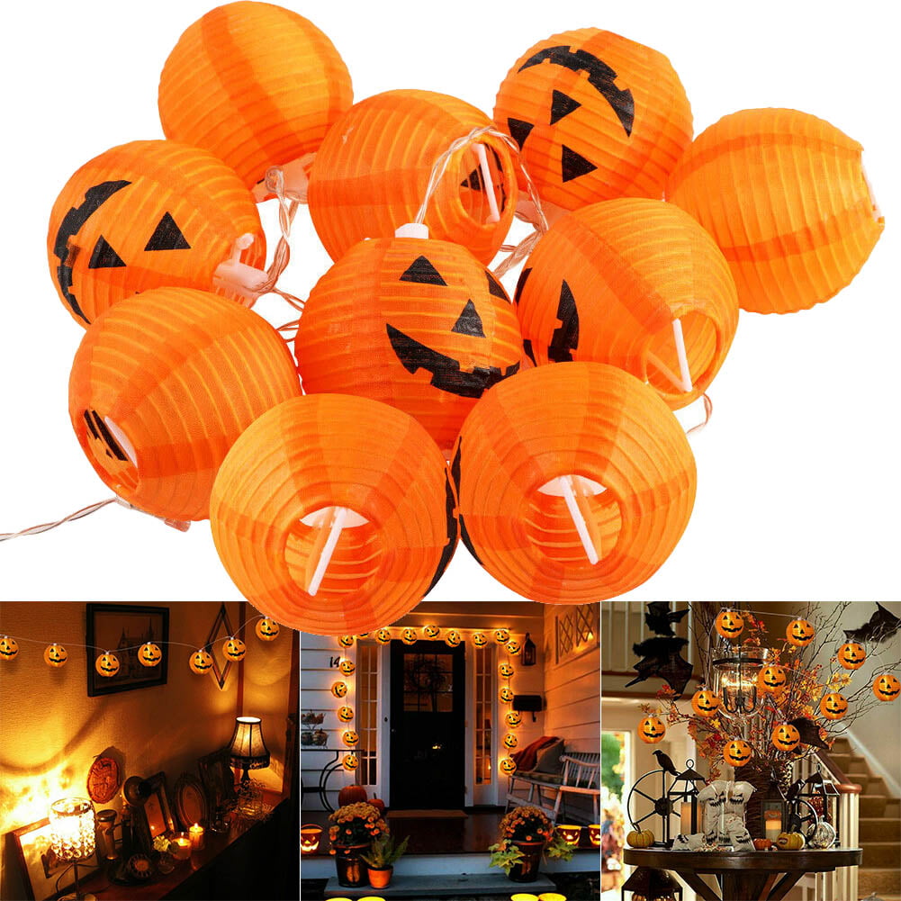 10 LED Pumpkin String Fairy Lights Lantern Party Home Props Halloween Decoration 