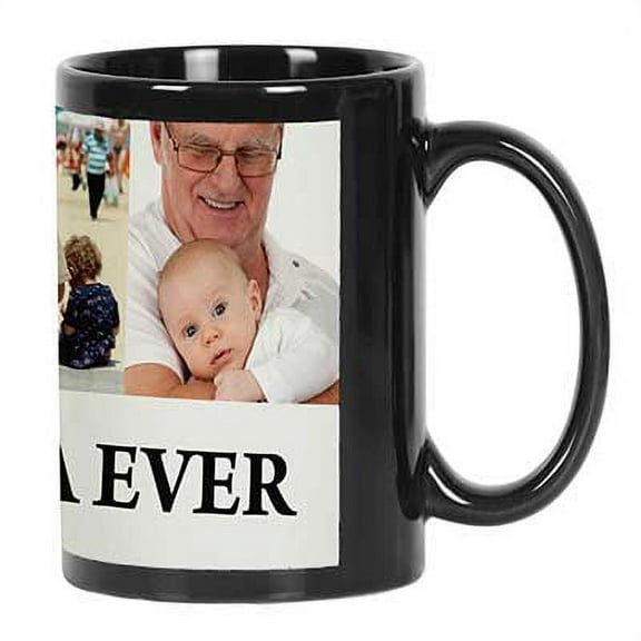 Printtoo PersonalizedPhotoCollage CoffeeMugBest Grandpa Ever Custom Picture Ceramic CupDishwasher & Microwave Safe- 11 Oz -Black