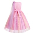 thumbnail image 2 of IBTOM CASTLE Girls Sparkly Flower Pageant Tulle Dress Sequin Floral Applique Fairy Tea Length Gown for Birthday Wedding Graduation Daddy Daughter Dance Pink, 2 of 7