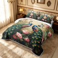 thumbnail image 3 of Erosebridal Retro Blossom Twin Quilt Set, Vintage Flower Twin Coverlet Set, Black Reversible, Teal Pink, 2 Pieces (1 Bedspread and 1 Pillowcase), 3 of 7