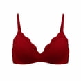 thumbnail image 3 of Jinhomg Women's Lace Bralettes Triangle Wireless Bras with Adjustable Straps V Neck Soft Unpadded Scalloped bras Wine 707580AB, 3 of 7