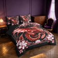 thumbnail image 2 of Manfei Vintage Dragon Animals 7 Pieces Full Size Bedding Sets,Plant Floral Full Size Bed in a Bag,Red Black,Black Reversible, 2 of 6