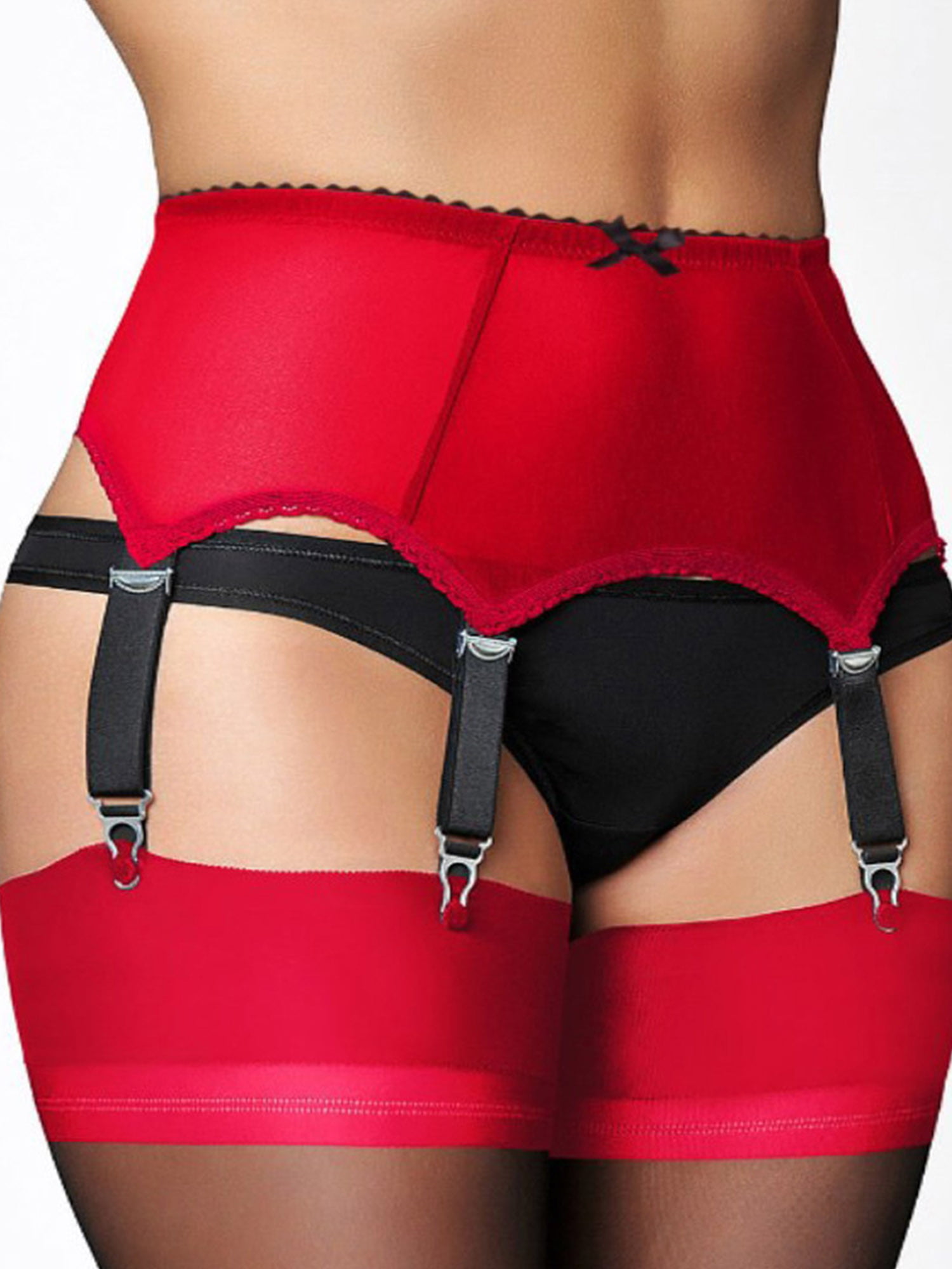 Black, XL Slocyclub Womens High Waisted Garter Belt Semi Lace Hollow Out Suspender Belt 
