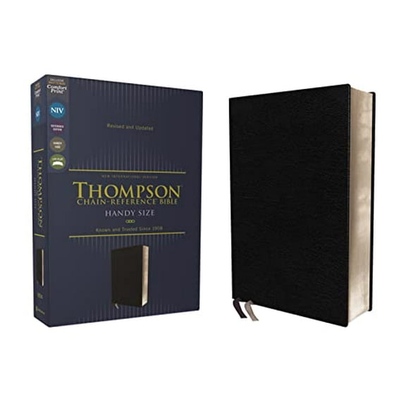 Pre-Owned NIV, Thompson Chain-Reference Bible, Handy Size, European Bonded Leather, Black, Red Letter, Comfort Print, 9780310459729, 0310459729, Paperback,