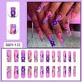 thumbnail image 2 of Press on Nails Medium Long Rhinestone Fake Nails Bling Glossy 3D False Nail Tips Artificial Nails Finger Manicure for Women and Girls-24pcs, 2 of 5