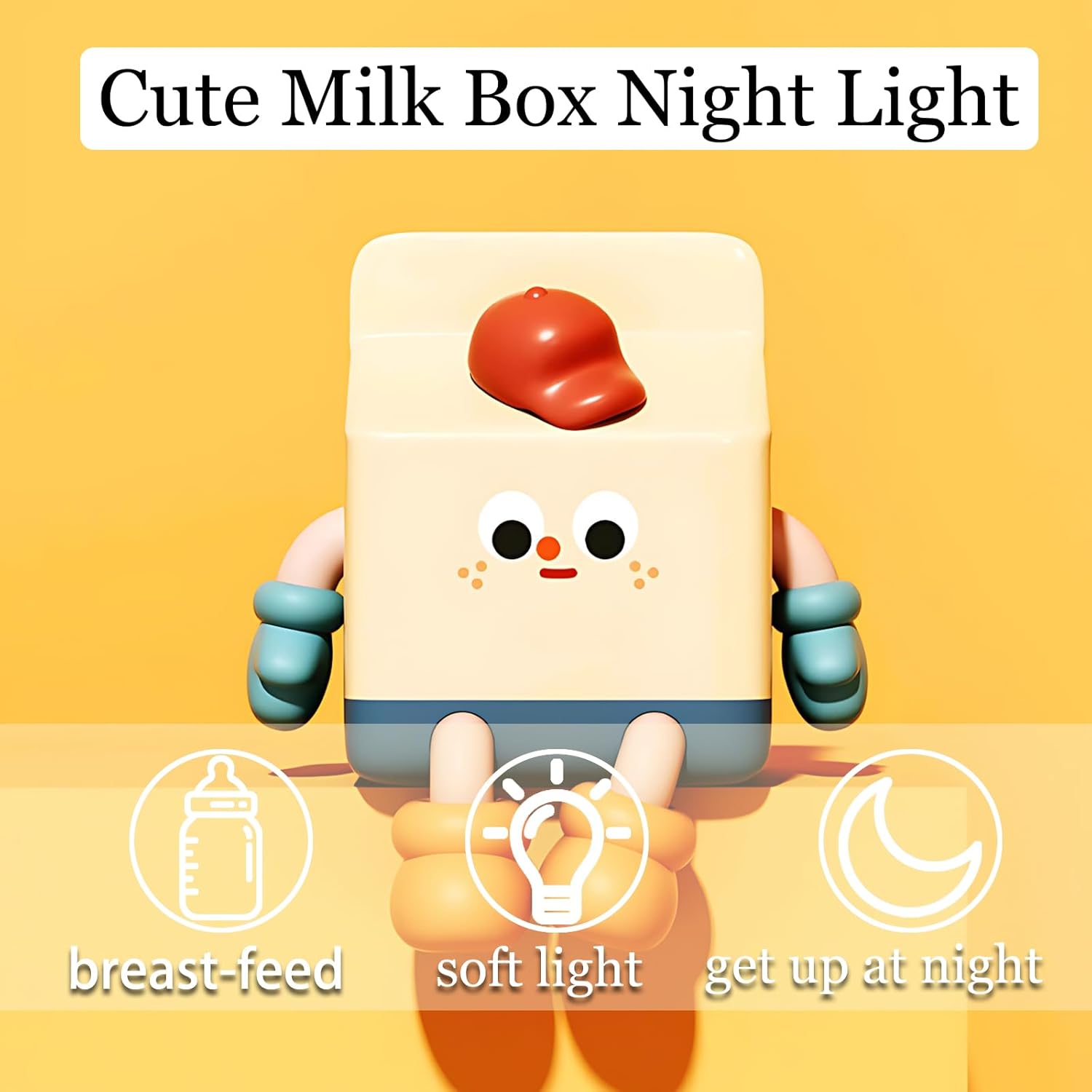 Milk Box Squishy Night Light, USB Rechargeable Silicone Night Light Cute Squishy Lamp 3 Modes Adjustable Brightness Kawaii Squishy Light LED Decor Cute Squishy Night Light
