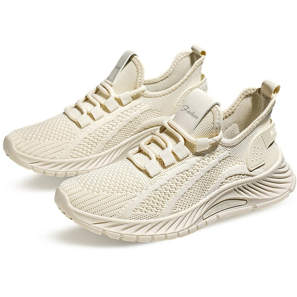 Zapatos para correr Moda Senderismo Zapatos para mujer para gimnasio Viajes Trabajo (40 Beige)