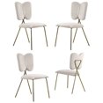 thumbnail image 1 of Chaises Latérales Ailées avec Velours Crème et Base Chromée Dorée (Ensemble de 4), 1 of 2