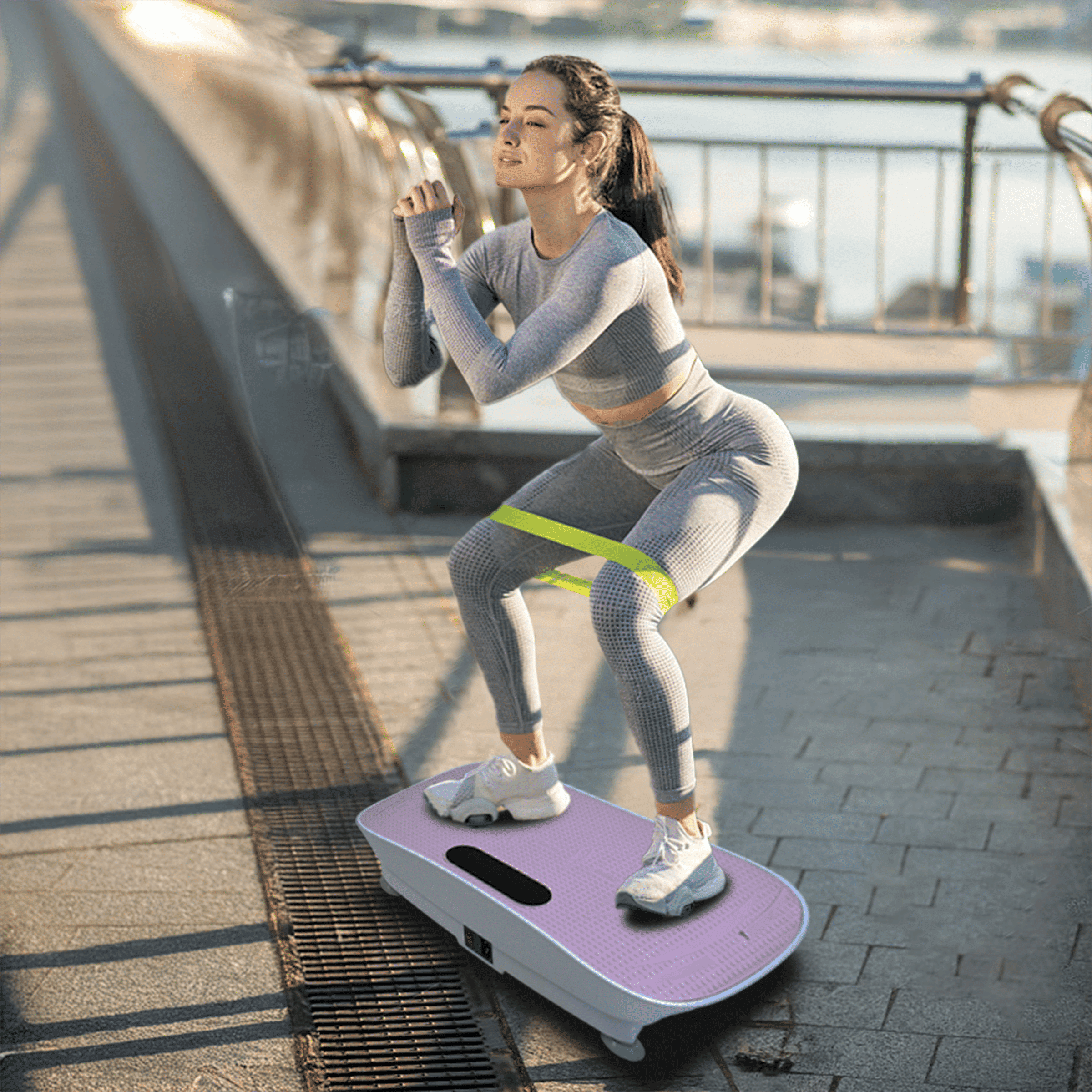 Silent Vibration Platform Crazy Fitness Massage 10-Frequency Weight Loss & Fat Burner Body Shaking Machine for Unisex, Pink
