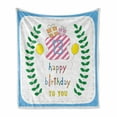 thumbnail image 1 of 13th Birthday Soft Flannel Fleece Throw Blanket, Pastel Colored Hand Drawn Style Composition Leaves Gifts and Balloons, Cozy Plush for Indoor and Outdoor Use, 50" x 60", Multicolor, by Ambesonne, 1 of 6
