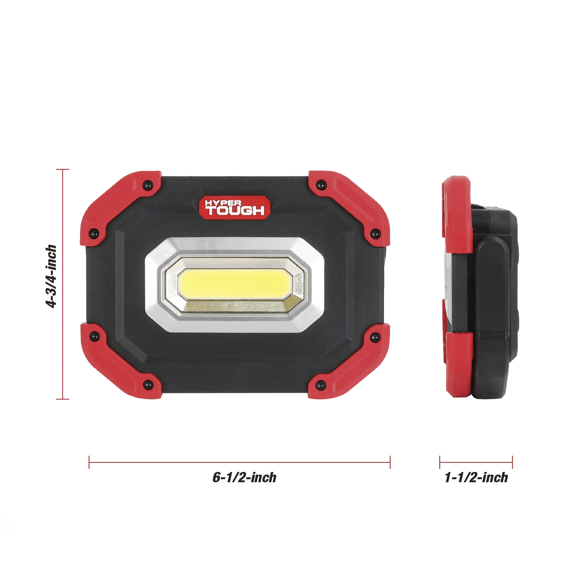 Hyper Tough 1200-Lumen Rechargeable LED Work Light – 3 Modes: High / Low / Flash – Portable