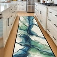 thumbnail image 3 of Teal Blue Green Marble Vein Hallway Runner Rug, 60x18 Inches Modern Abstract Watercolor Long Floor Mat, Non-Slip Washable Luxury Art Rug for Entryway Kitchen, 3 of 9