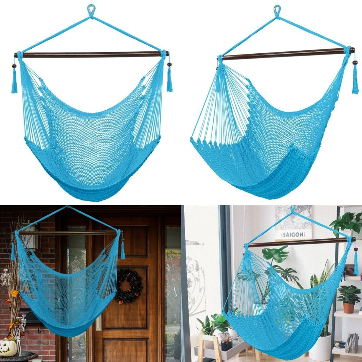 Hanging Rope Chair,Hammock Hanging Chair Hanging Chair for Porch and Balcony Cotton Ropes Swing