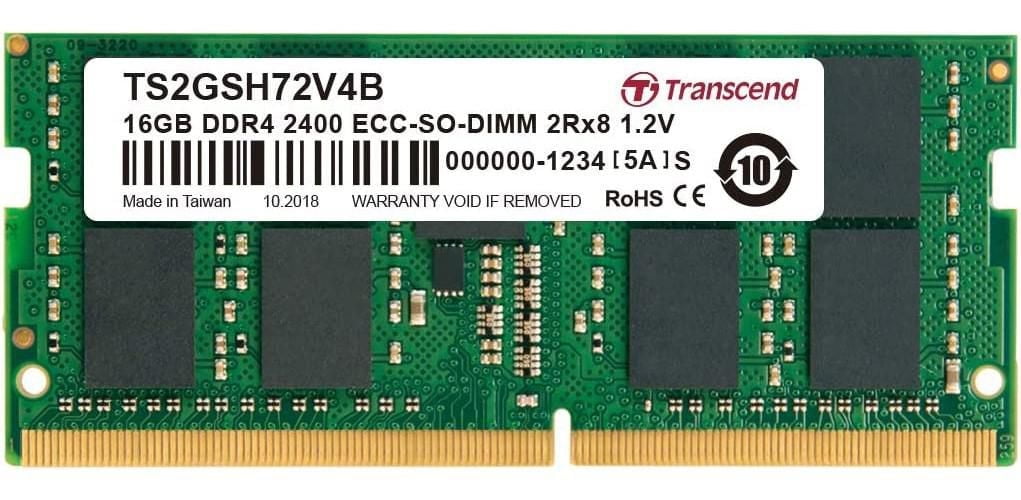 TRANSCEND 16GB DDR4 2400 ECC SODIMM 2Rx8 (2x8) (TS2GSH72V4B
