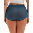 thumbnail image 3 of INSPIRE CHIC Plus Size with Women's Lace Trim High Rise Solid Briefs Full Coverage Underwear Blue L, 3 of 4