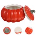thumbnail image 2 of Halloween Ceramic Snack Jar Pumpkin Shaped Storage Pot Snack Container for Kids Children Orange, 2 of 6