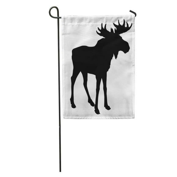 JSDART Canada Silhouette Moose on Hunting Alaska Bull Outline Horn Symbol Garden Flag Decorative Flag House Banner 12x18 inch