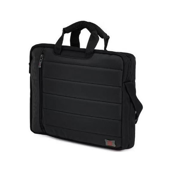 Wenger Polyester & Leather Anthem 17 inch Slimcase Laptop Bag, Black/Gray