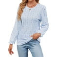 thumbnail image 1 of Xuanfei Women Floral Print Round Neck Ruffle Design Long Sleeve Top, 1 of 7