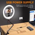 thumbnail image 3 of APEXEL Desktop 10 Inch LED Ring Light USB Video Light Photography Fill Light 2700K-5500K 10-Level Brightness with Foldable Clip-on Light Stand Phone Holder Ballhead for Live Streaming Makeup, 3 of 7