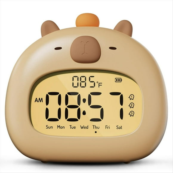 1 Reloj Despertador de Capibara para Niños, Entrenador de Sueño para Niños para Levantarse, Reloj de Capibara con Luz Atenuadora,A