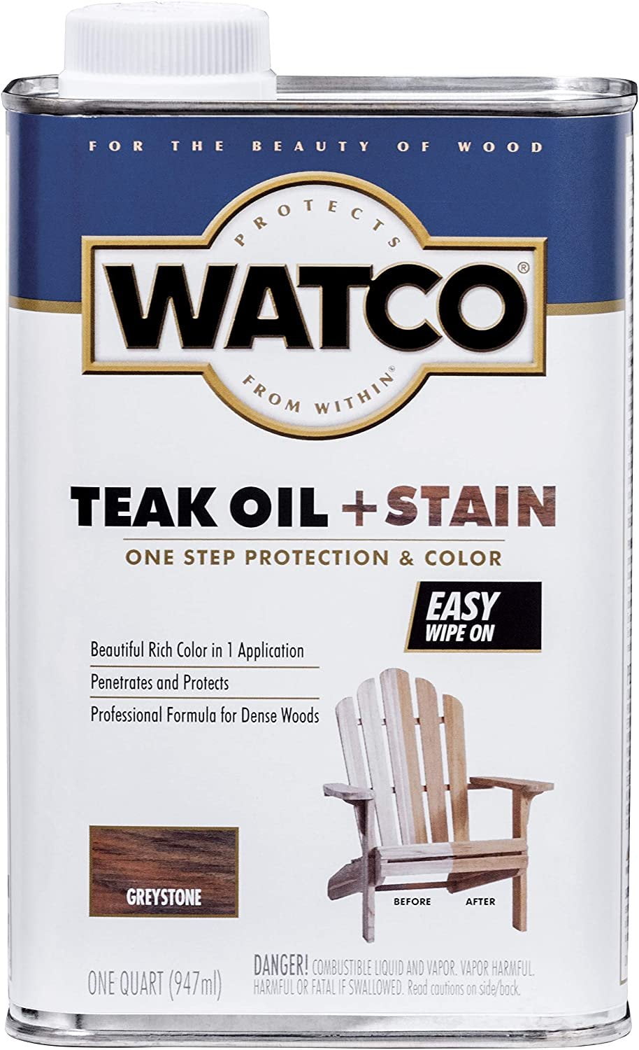 Watco 348759 Teak Oil Plus Stain, Greystone