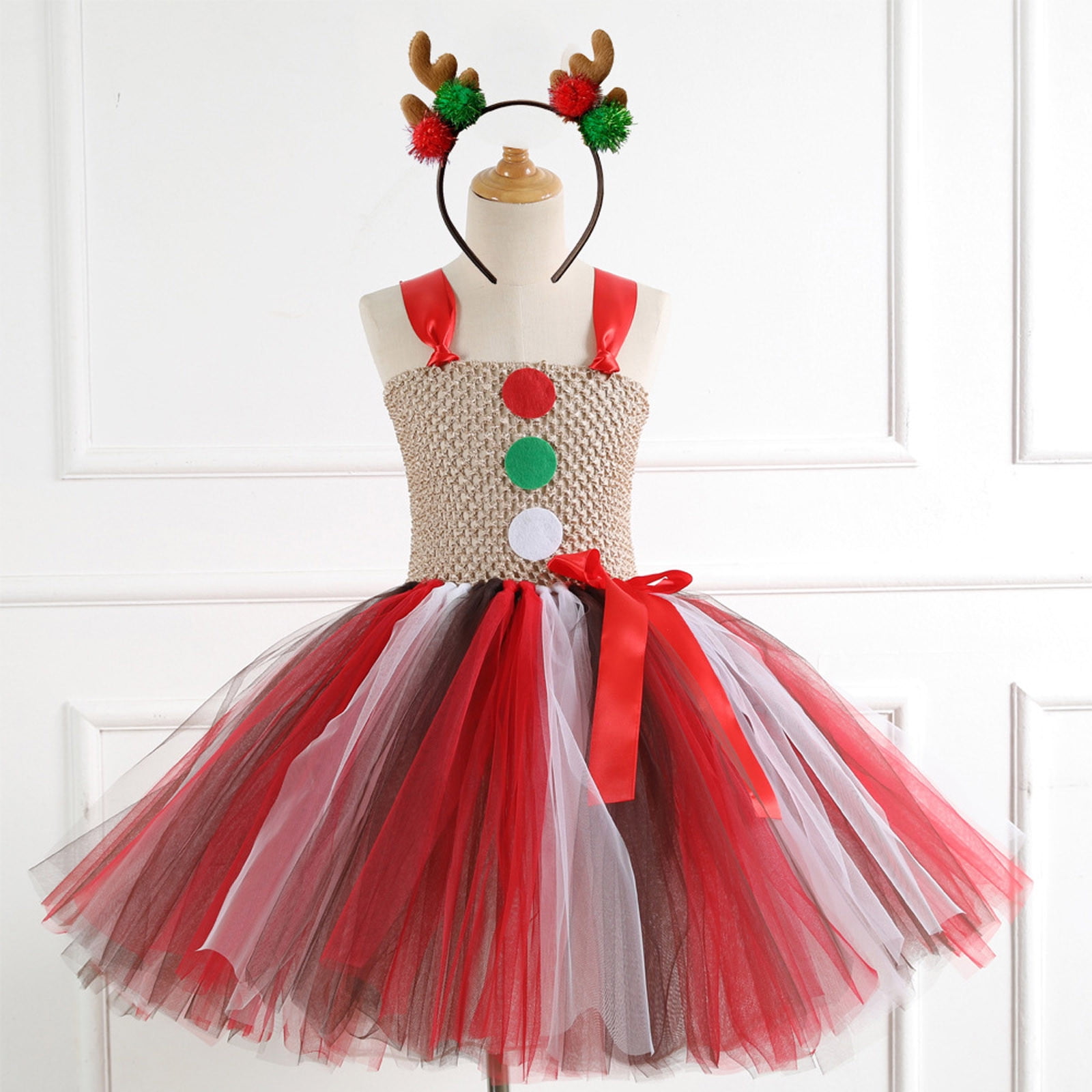 NLLSHGJ Cute Dresses for Summer Maxi Child Girls Tulle Pageant Dress Christmas Party Gown Dresses Hairband Set Flowy Summer Dresses Long Sundresses