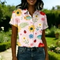 thumbnail image 4 of Women's Shirt Hawaiian Print Button Short Sleeved Pocket Casual Top, 4 of 5