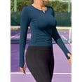 thumbnail image 6 of Charmo Womens Long Sleeve Workout Tops Side Ruched Yoga Shirts with Thumb Hole, 6 of 6