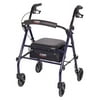 Carex Steel Rollator Transport Walker with Padded Seat, 6" Wheels & Storage Pouch, 350 lb Capacity