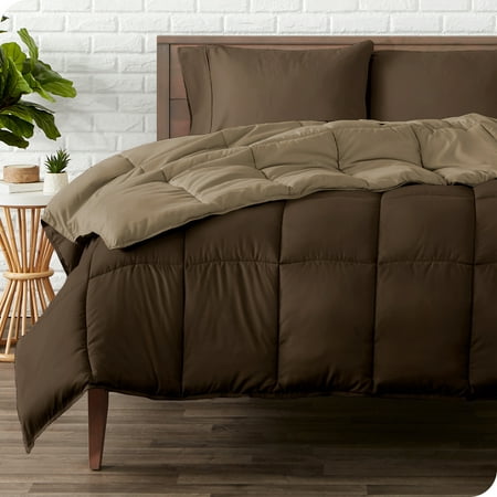 Bare Home Ultra Soft Reversible Comforter, Goose Down Alternative, King/Cal King, Cocoa/Taupe