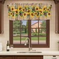 thumbnail image 6 of Brown Sunflower Curtain Valances for Windows, Kitchen Valance Window Treatments Panel 2 Pack, Rustic Country Star Spring Summer Wooden Rod Pocket Short Curtains for Bathroom Bedroom 42 x 12 Inch, 6 of 8