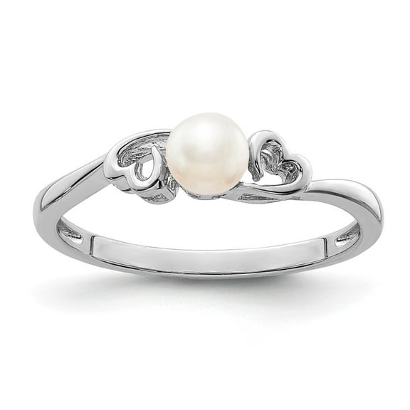 925 Sterling Silver Polished Freshwater Cultured Pearl Ring Size 8 - .70 cwt - Ring for Women