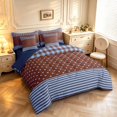 thumbnail image 2 of Manfei Rustic Check 7-Piece King Bedding,Minimalism Polka Dot King Bed in a Bag,Brown Blue,Navy Blue Reversible, 2 of 7