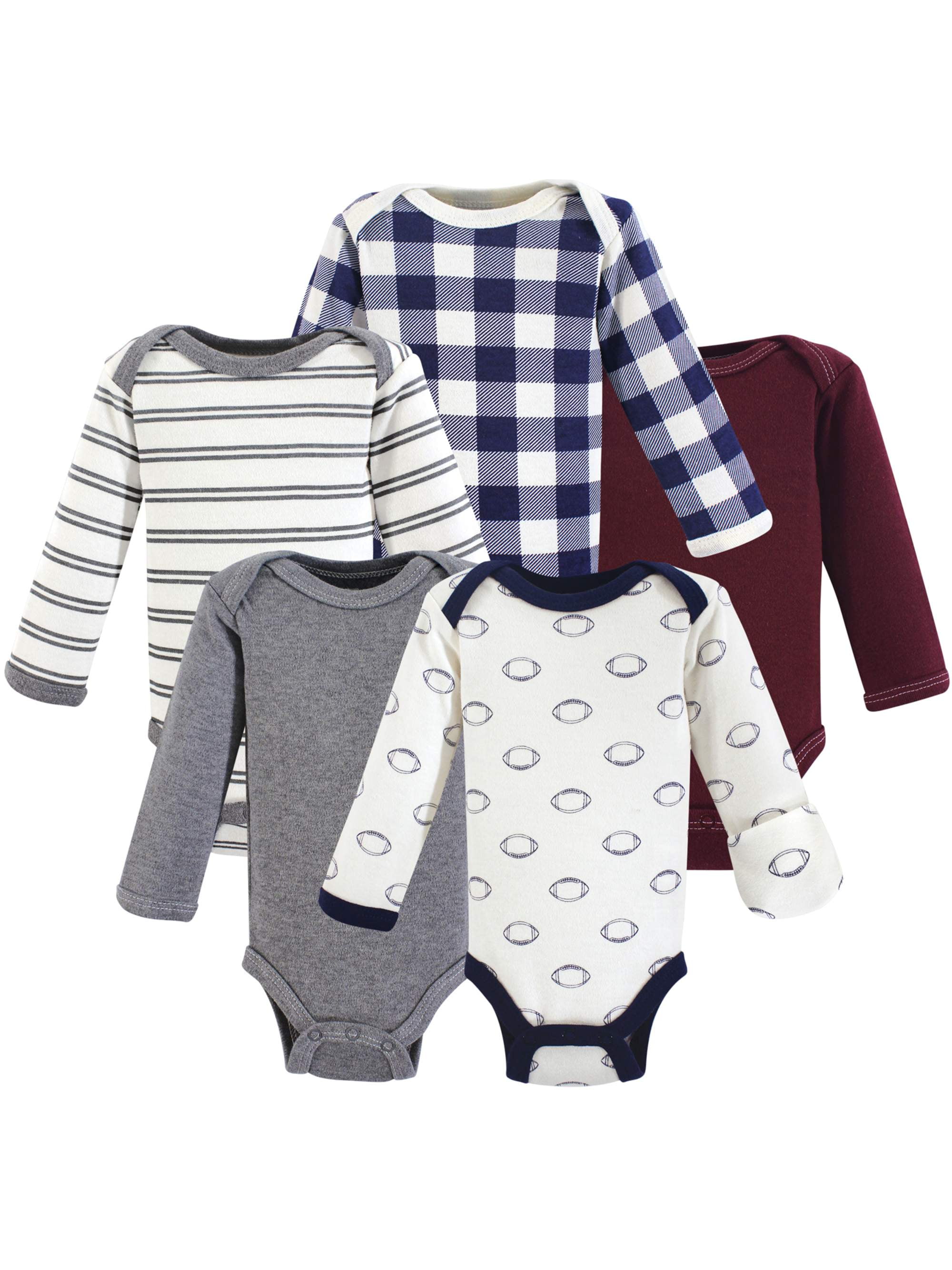 Hudson Baby Hudson Baby Boy Long Sleeve Cotton Bodysuits 5Pack