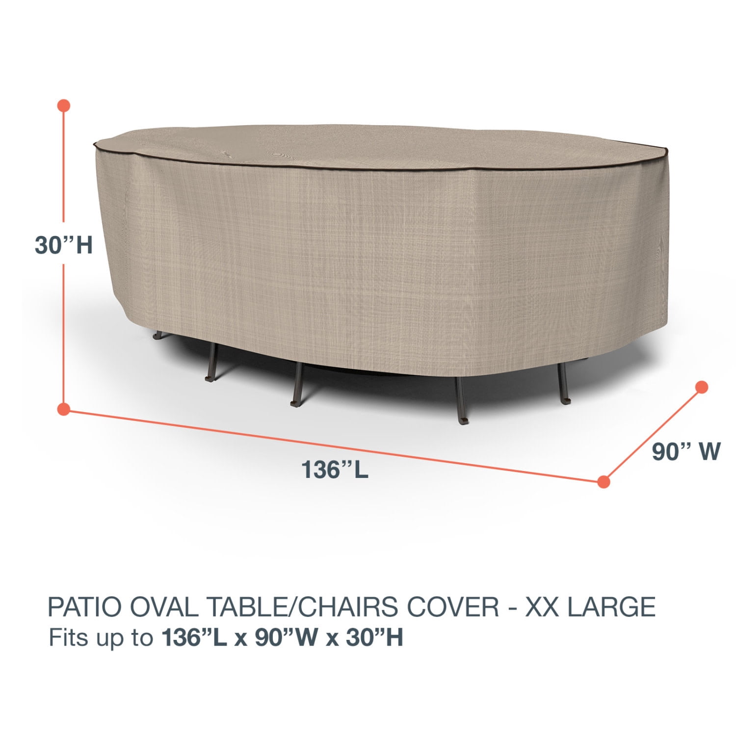 Budge XXL Black Ivory Patio Oval Table/Chairs Cover, StormBlock™ Mojave
