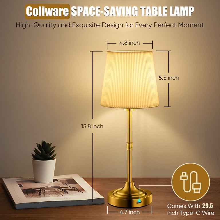 Coliware Gold Cordless Rechargeable Table Lamp photo 8