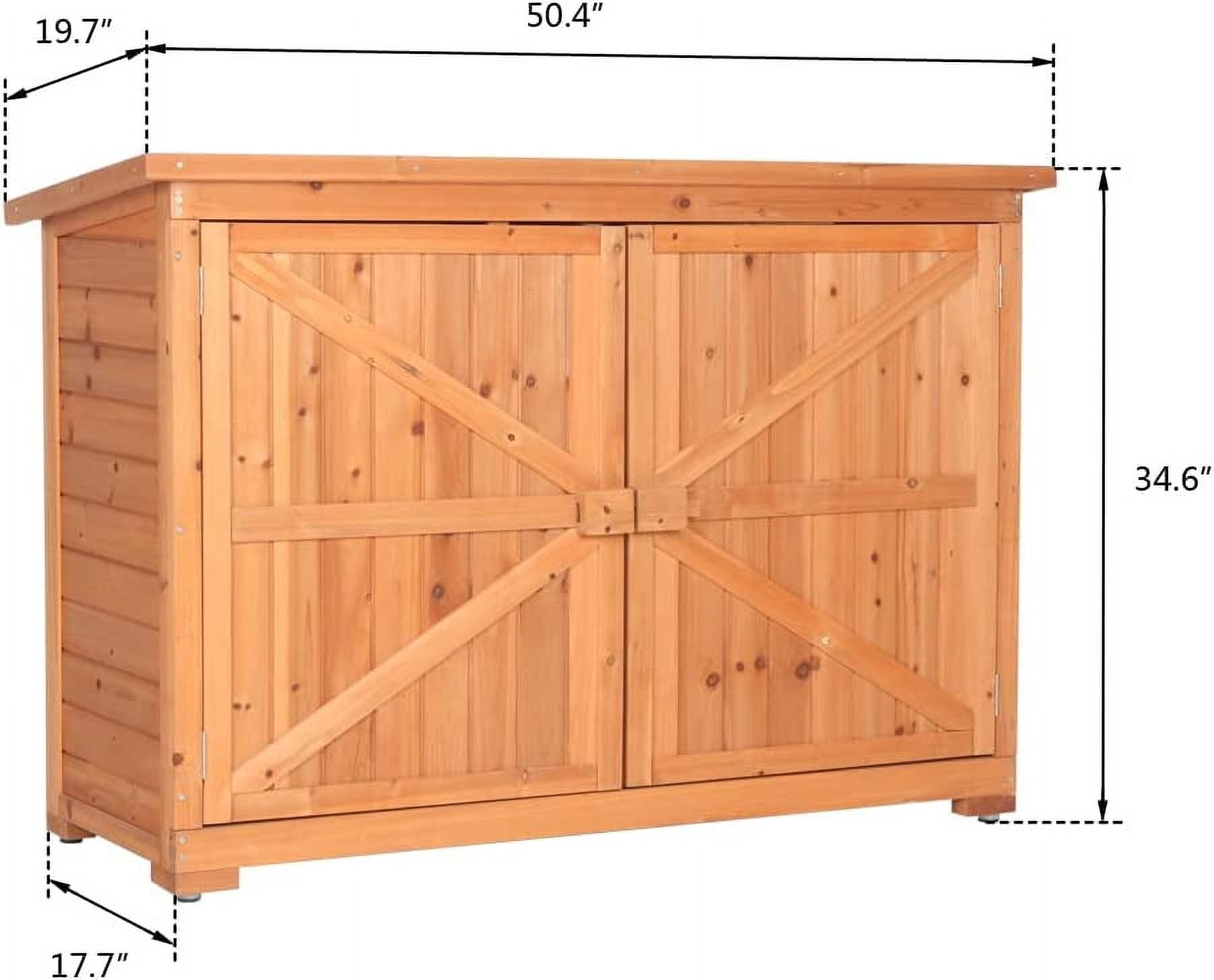 VINGLI Outdoor Wooden Storage Shed, 50.4” x 19.7” x 34.6” (L x W x H) Extra Large Garden Shed Outside Tool Cabinet with 2 Safety Latches, Patio Storage Organizer for Garden Yard Lawn Equipment