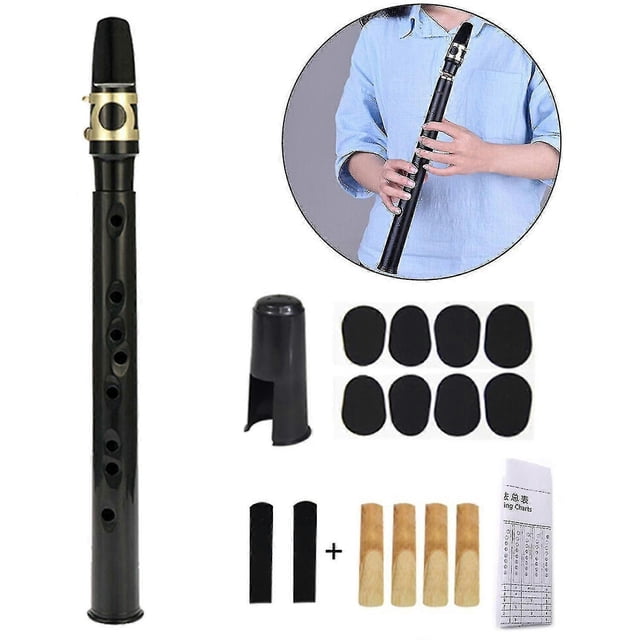 8-Hole Pocket Sax, Portable Mini Sax for Beginners, Easy Play Practice with Breath Control (Black)