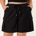 thumbnail image 2 of MYAOYI Womens Drawstring Cargo Shorts with Pockets Elastic Waist Loose Fit Casual Summer Shorts for Women, 2 of 8