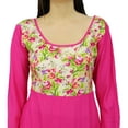 thumbnail image 5 of Bimba Women Long Cotton Kurti Pink Ladies Kurta Long-Sleeve Printed Floral Dress, 5 of 6
