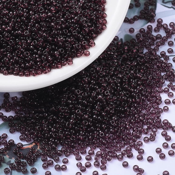 MIYUKI Round Rocailles Beads Japanese Seed Beads 11/0 (RR153) Dark Smoky Amethyst 2x1.3mm Hole: 0.8mm 1111pcs/10g