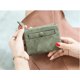 thumbnail image 3 of Monedero pequeño de cuero plegable para mujer, mini monedero con cremallera, bolsillo para identificación, delgado y compacto, color verde, 3 of 5