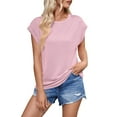 thumbnail image 2 of Womens Shirts Blouse Women's Fashion Casual Wave Stripe Loose Short Sleeve T-Shirt Vest Top, 2 of 6