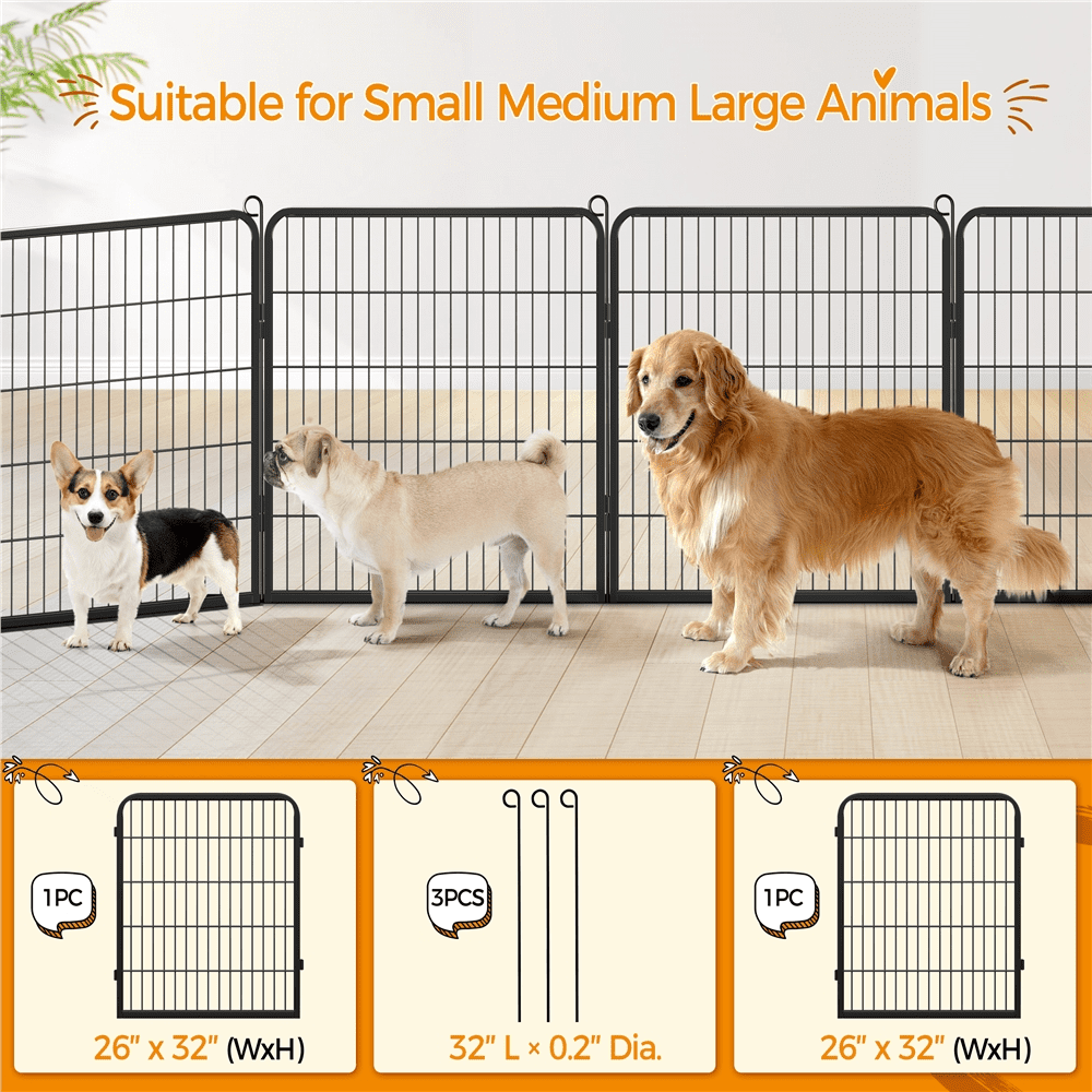 Alden Design 31.5″H Dog Playpen 2 Panels for Outdoor Indoor, Black