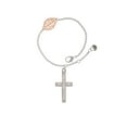 thumbnail image 2 of Delight Jewelry Stainless Steel Jeremiah 1:56 - I Set You Apart Engraved Cross - - Rose Goldtone Leaf Delicate Bracelet, 6.25+1.75", 2 of 4