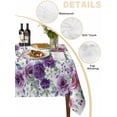 thumbnail image 5 of Purple Pink Roses Suqare Tablecloth - 54 x 54 Inch, Spring Floral Elegant Pastoral Botanical Waterproof & StainResistant Tablecloth, Washable Oil-proof Table Cover for Dining/Party/Wedding/Buffet, 5 of 9